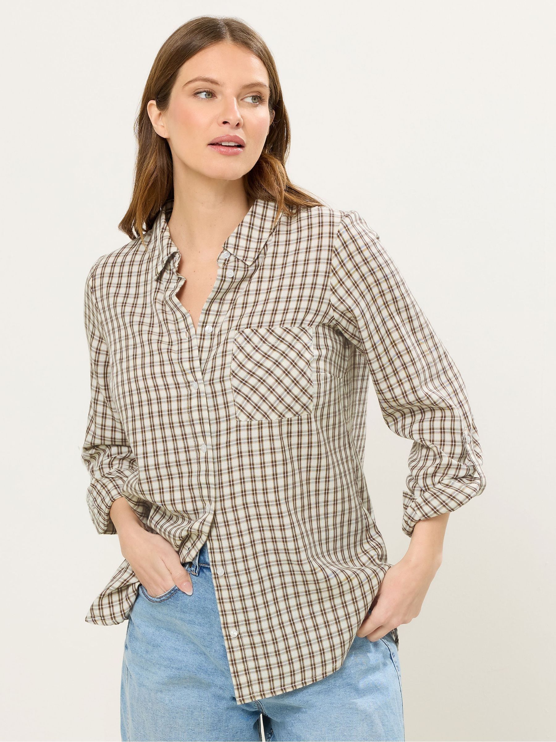 M&Co Women's Multicolor Check Cotton Shirt | Size: 20 - Image 2