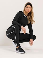 Long Tall Sally Black Active Piped Leggings - Image 1 of 5
