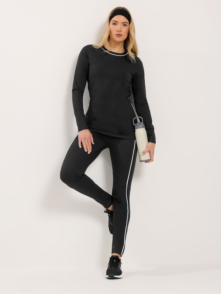 Long Tall Sally Black Active Piped Leggings - Image 2 of 5