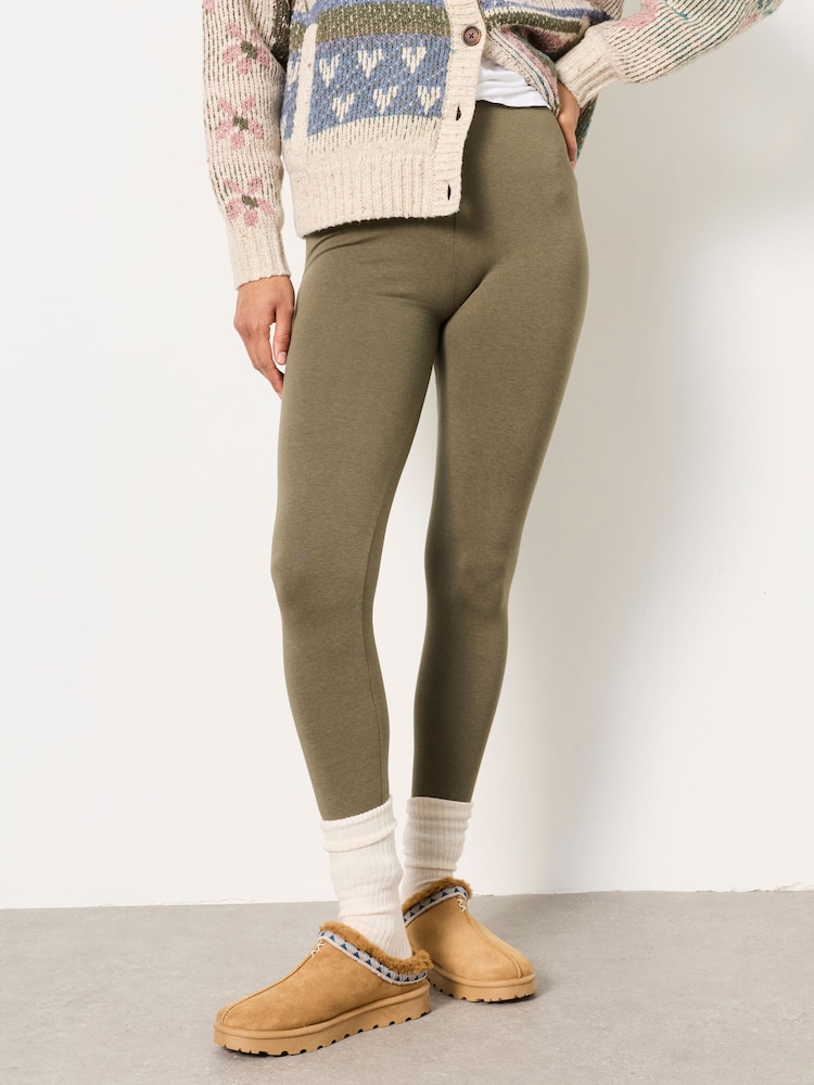 FatFace Meribel Khaki Green Leggings - Image 1 of 5