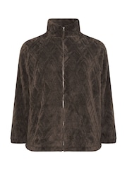 Yours Curve Brown Textured Zip Fleece - Image 6 of 6