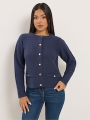 M&Co Blue Petite Button Detail Cardigan - Image 1 of 6