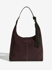 Friends Like These Chocolate Brown Suede Mini Slouch Shoulder Bag - Image 3 of 7