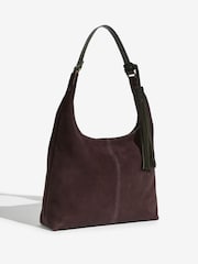 Friends Like These Chocolate Brown Suede Mini Slouch Shoulder Bag - Image 4 of 7