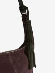 Friends Like These Chocolate Brown Suede Mini Slouch Shoulder Bag - Image 5 of 7