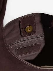 Friends Like These Chocolate Brown Suede Mini Slouch Shoulder Bag - Image 6 of 7