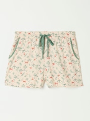 FatFace Oatmeal Fox Print Jersey Pyjama Shorts - Image 6 of 6