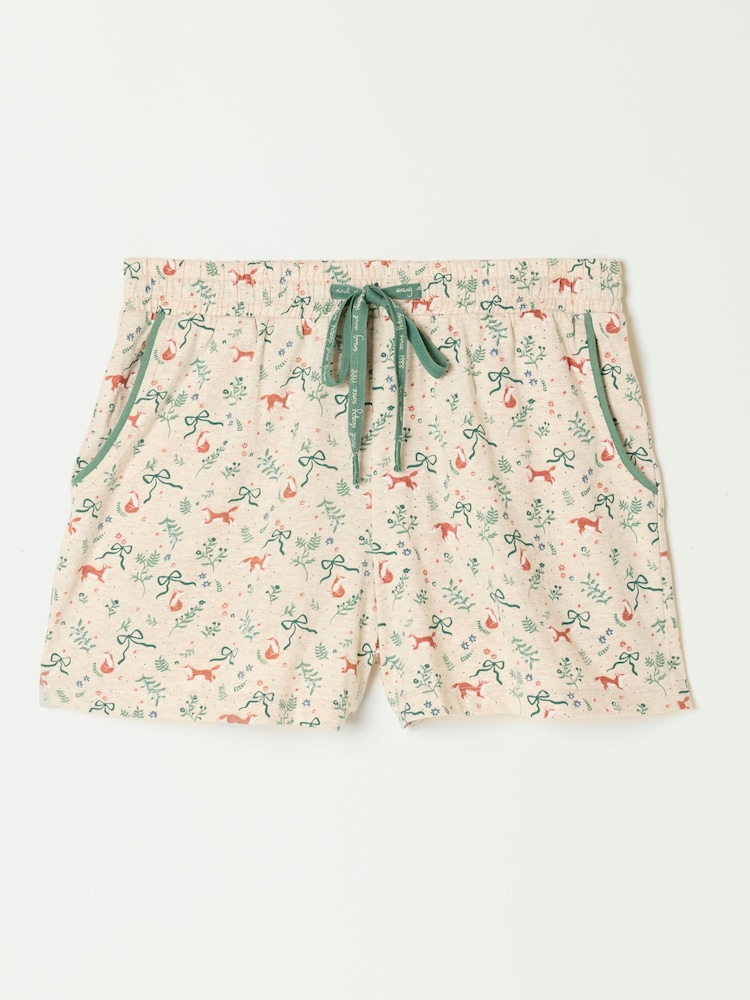 FatFace Oatmeal Fox Print Jersey Pyjama Shorts - Image 6 of 6