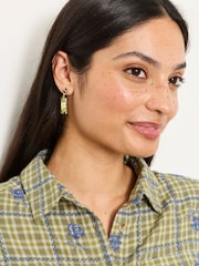 FatFace Green Resin Flower Drop Earrings - Image 3 of 4