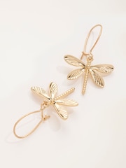 FatFace Gold Tone Dragonfly Earrings - Image 2 of 2