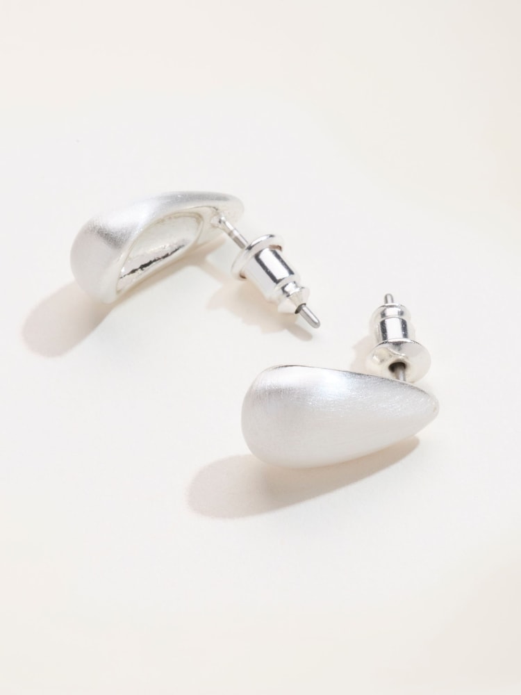 FatFace Silver Tone Brushed Stud Earrings - Image 2 of 2