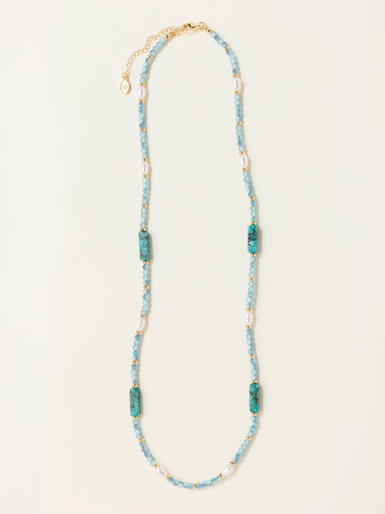 FatFace Blue Sparkle Bead Necklace - Image 1 of 2