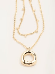 FatFace Gold Tone Layered Hoop Necklace - Image 2 of 3