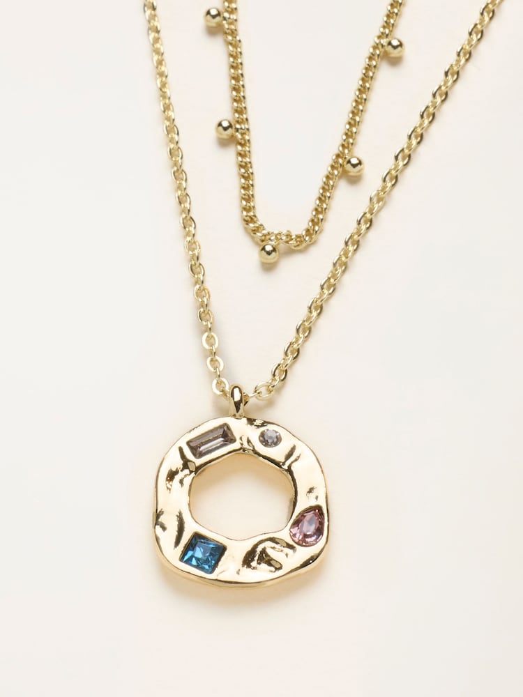 FatFace Gold Tone Layered Hoop Necklace - Image 3 of 3 FatFace Gold Tone Layered Hoop Necklace - Image 3 of 3