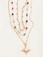 FatFace Gold Tone Layered Star Necklace - Image 3 of 3
