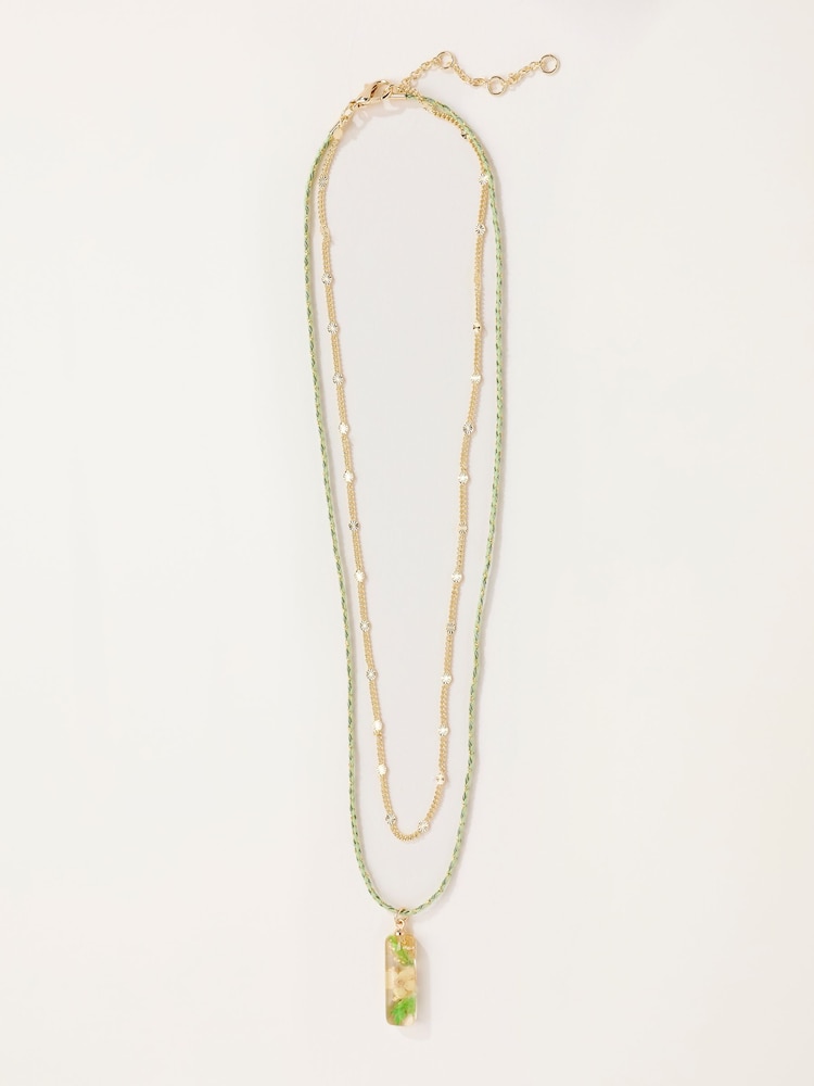 FatFace Green Resin Flower Necklace - Image 1 of 2 FatFace Green Resin Flower Necklace - Image 1 of 2