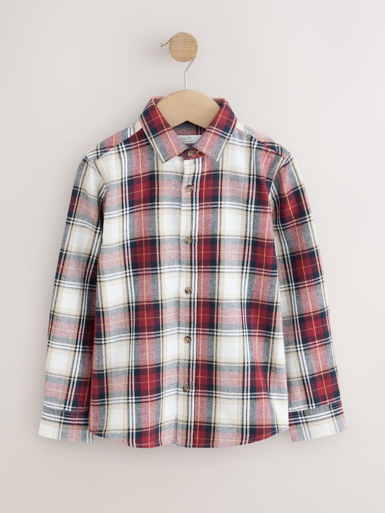 Red/Ecru Long Sleeve Christmas Tartan Check Shirt (3-16yrs) - Image 1 of 4