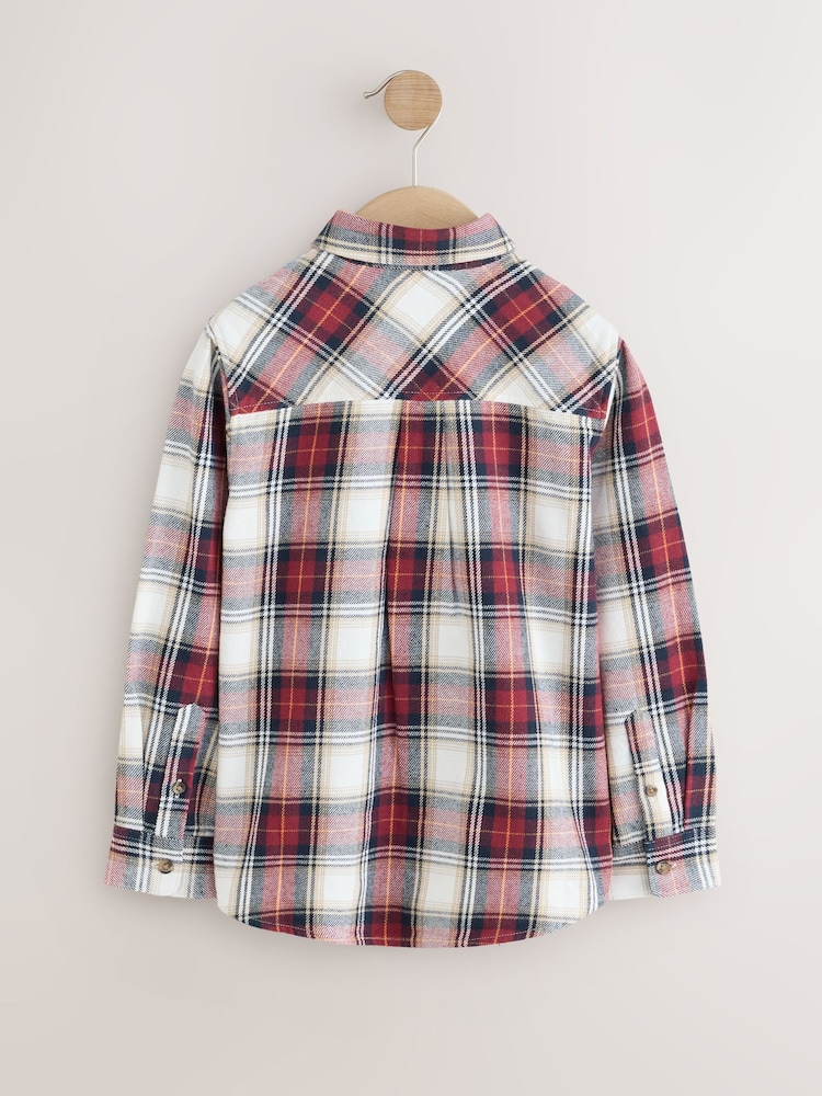 Red/Ecru Long Sleeve Christmas Tartan Check Shirt (3-16yrs) - Image 2 of 4