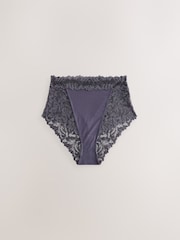 Charcoal Grey High Waist High Leg Ultimate Comfort Lace Knickers 3 Pack - Image 5 of 9