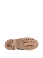 عنابي - بوت من الجلد بالكامل بكعب سميك وارتفاع الكاحل من Pavers - صورة 4 من 5