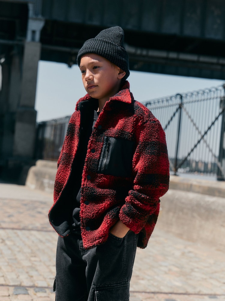 Red Check - Borg Fleece Shacket (3-16taon) - Larawan 1 ng 10 Red Check - Borg Fleece Shacket (3-16taon) - Larawan 1 ng 10