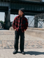 Red Check - Borg Fleece Shacket (3-16taon) - Larawan 2 ng 10