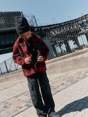 Red Check - Borg Fleece Shacket (3-16taon) - Larawan 4 ng 10