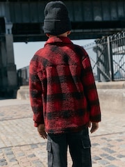 Red Check - Borg Fleece Shacket (3-16taon) - Larawan 5 ng 10
