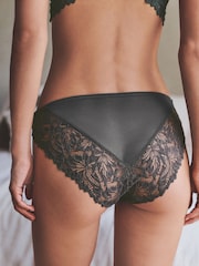 Charcoal Grey High Leg Ultimate Comfort Lace Knickers 2 Pack - Image 4 of 7