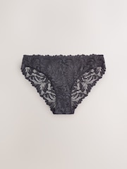 Charcoal Grey High Leg Ultimate Comfort Lace Knickers 2 Pack - Image 5 of 7