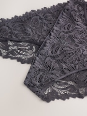 Charcoal Grey High Leg Ultimate Comfort Lace Knickers 2 Pack - Image 6 of 7