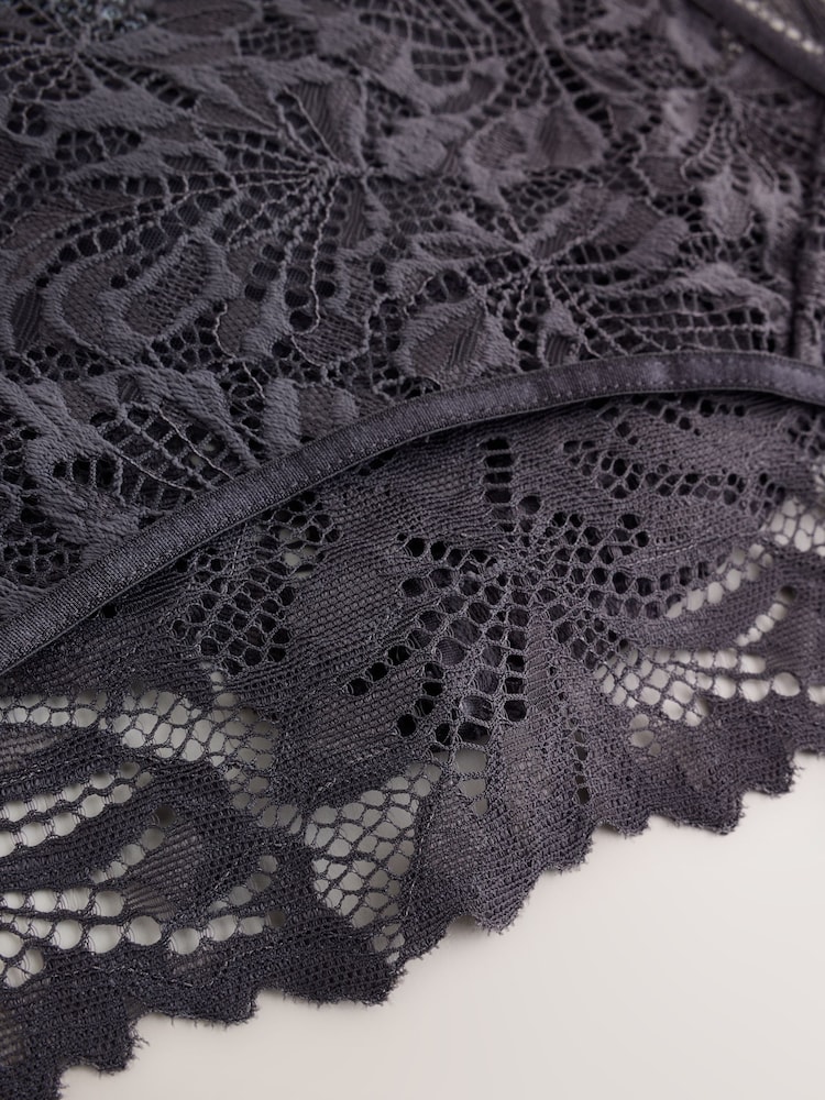 Charcoal Grey High Leg Ultimate Comfort Lace Knickers 2 Pack - Image 7 of 7