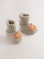Neutral Pumpkin Baby Sock Top Boot Shoes (0-18mths) - Image 1 of 4