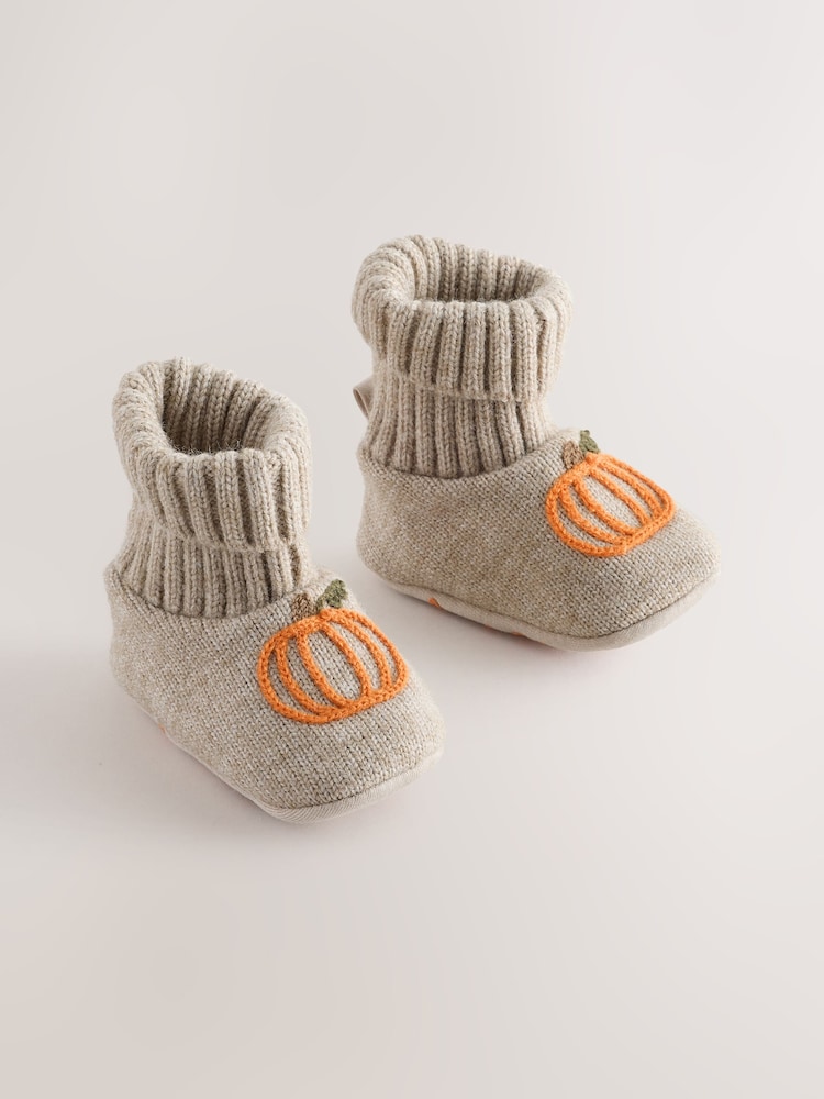Neutral Pumpkin Baby Sock Top Boot Shoes (0-18mths) - Image 1 of 4 Neutral Pumpkin Baby Sock Top Boot Shoes (0-18mths) - Image 1 of 4