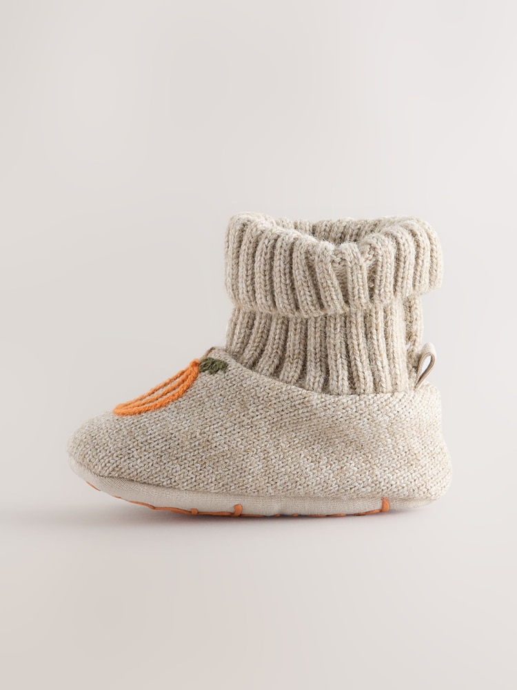 Neutral Pumpkin Baby Sock Top Boot Shoes (0-18mths) - Image 2 of 4 Neutral Pumpkin Baby Sock Top Boot Shoes (0-18mths) - Image 2 of 4