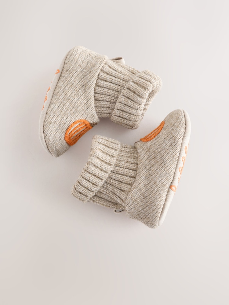 Neutral Pumpkin Baby Sock Top Boot Shoes (0-18mths) - Image 4 of 4 Neutral Pumpkin Baby Sock Top Boot Shoes (0-18mths) - Image 4 of 4