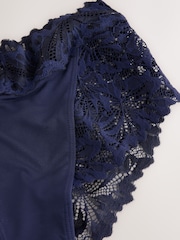 Navy High Waist High Leg Ultimate Comfort Lace Knickers 3 Pack - Image 3 of 4