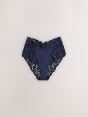 Navy High Waist High Leg Ultimate Comfort Lace Knickers 3 Pack - Image 5 of 7