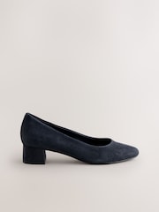 Navy Forever Comfort® Leather Round Toe Low Block Heels - Image 5 of 9