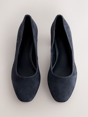 Navy Forever Comfort® Leather Round Toe Low Block Heels - Image 6 of 9