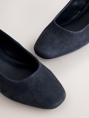 Navy Forever Comfort® Leather Round Toe Low Block Heels - Image 8 of 9
