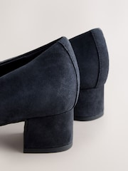 Navy Forever Comfort® Leather Round Toe Low Block Heels - Image 9 of 9