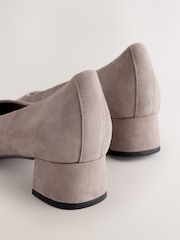 Taupe Forever Comfort® Leather Round Toe Low Block Heels - Image 10 of 10