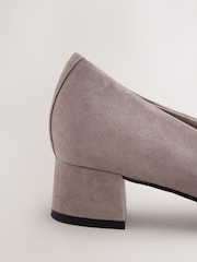 Taupe Forever Comfort® Leather Round Toe Low Block Heels - Image 8 of 10