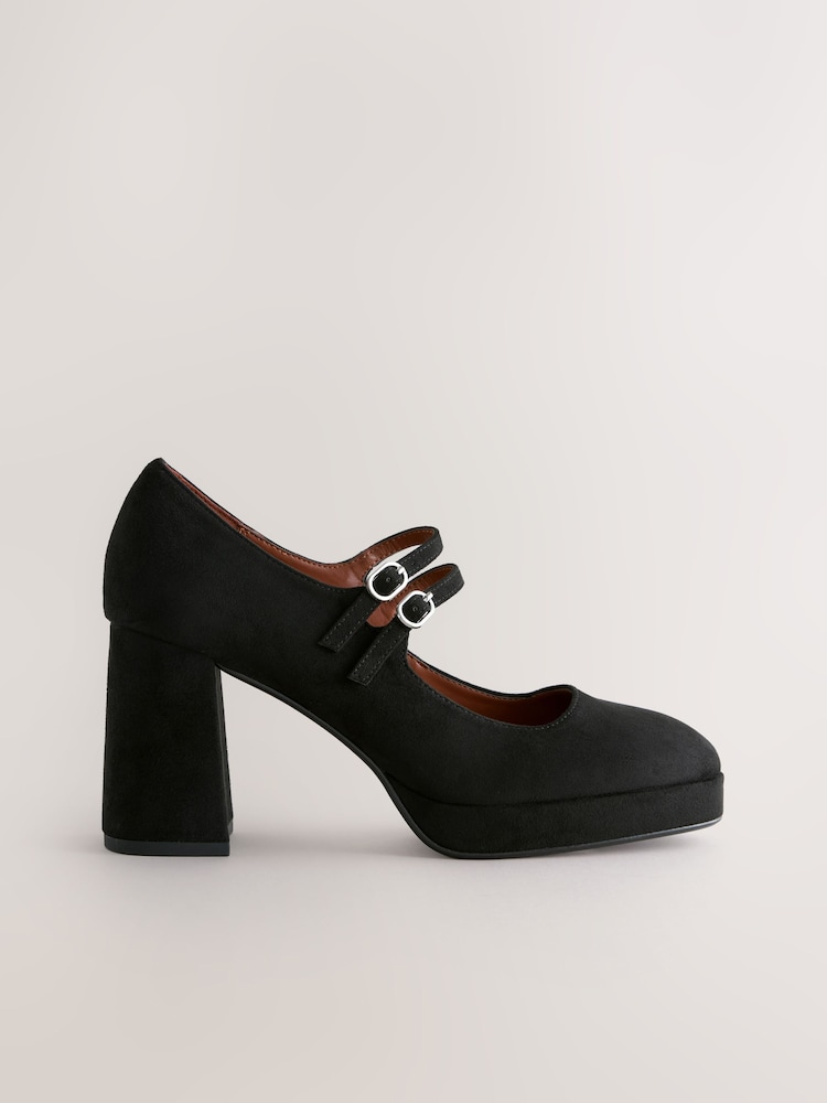Black Forever Comfort® Platform Mary Jane Heels - Image 1 of 9