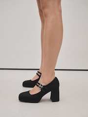 Black Forever Comfort® Platform Mary Jane Heels - Image 3 of 9
