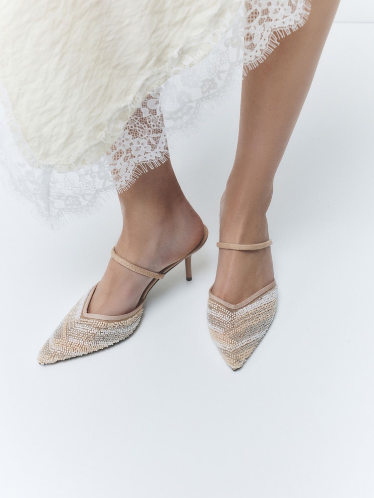 素色 - Forever Comfort® Beaded Slingback High Heels - 圖片 2/5