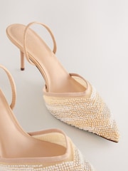 Neutral Forever Comfort® Beaded Slingback High Heels - Image 9 of 10