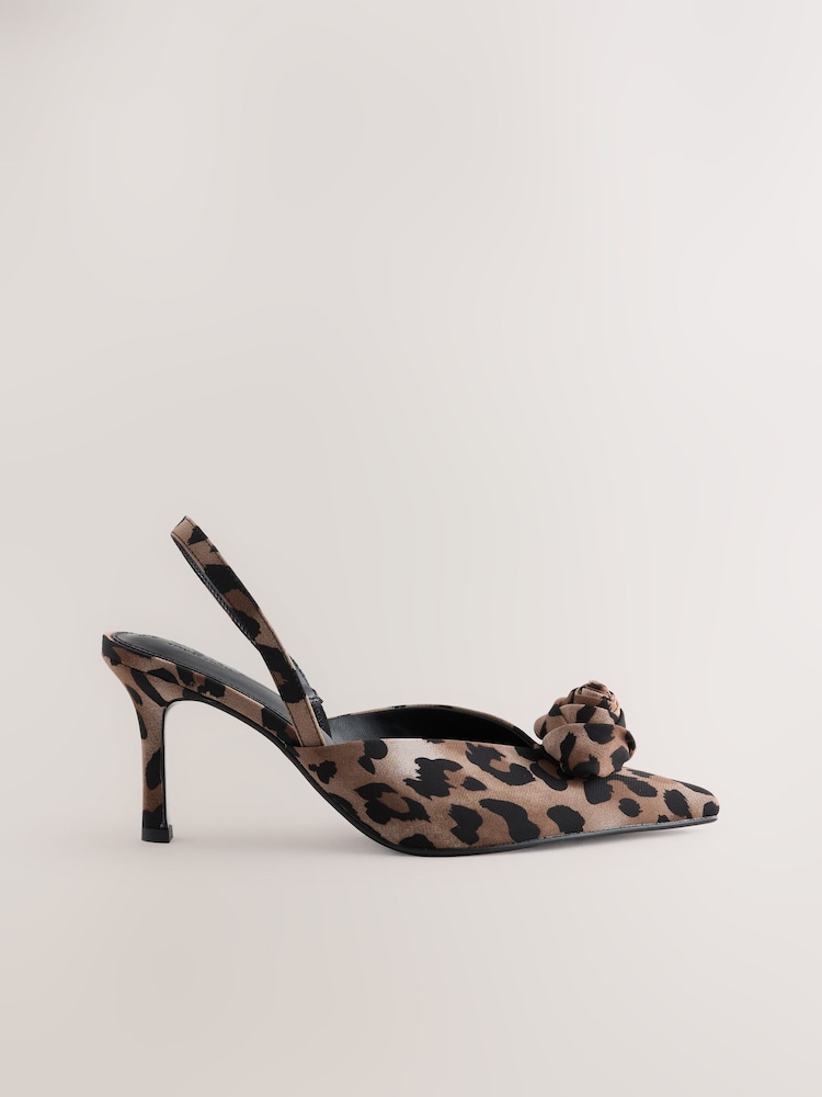 Leopard Forever Comfort® Point Toe Corsage Slingback Heels - Image 1 of 5 Leopard Forever Comfort® Point Toe Corsage Slingback Heels - Image 1 of 5