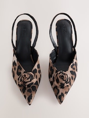Leopard Forever Comfort® Point Toe Corsage Slingback Heels - Image 2 of 5